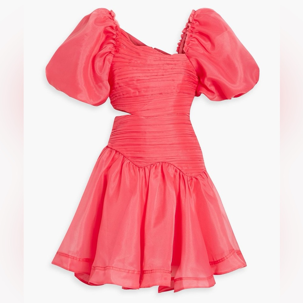 Aje Coral Asymmetrical Puff Sleeve Dress